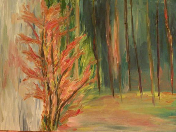 25. Foresta del Cansiglio, particolare. Olio su tela 70 x 50 